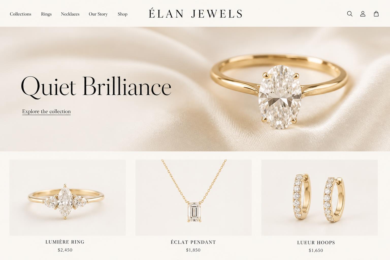 ÉLAN JEWELS website concept, desktop view