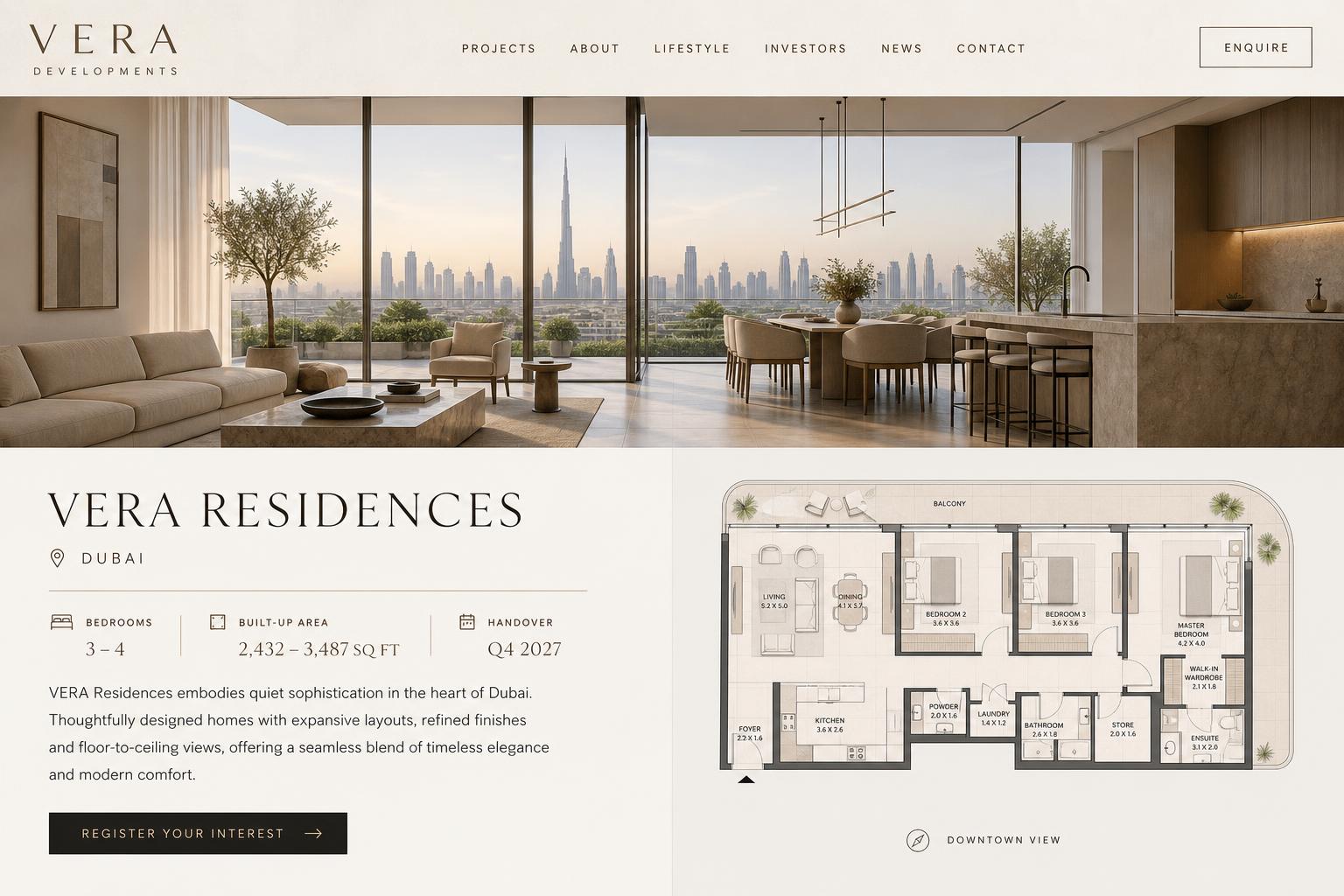 VERA DEVELOPMENTS inner page design